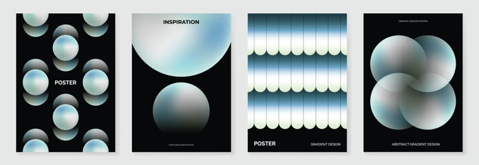 Plakat Modern gradient poster background vector set. Cover template with vibrant perspective geometric prism shapes. Ideal design for social media, cover, banner, flyer.