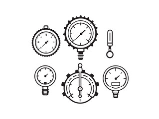 minimalist tire pressure gauge line art for automotive vector