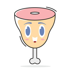 Cute Kawaii Meat Vector, Pastel Colored Smiling Steak Character in Cartoon Hand-Drawn Style for Kids Food Education, Butcher Shop Decor, Restaurant Menus, Cooking Themes, and Fun Protein Illustrations