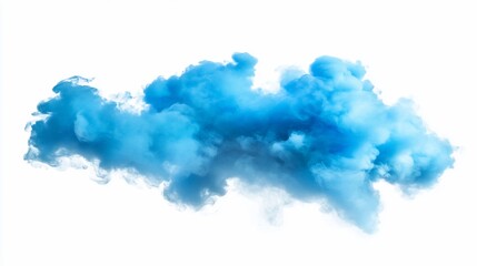 A soft swirling blue cloud, billowing into abstract shapes against a white background