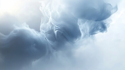 A soft swirling blue cloud gracefully billowing in an ethereal and dreamlike space