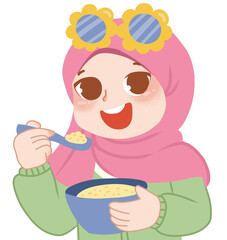 muslim girl eating