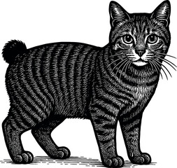 Japanese Bobtail vector black silhouette print design