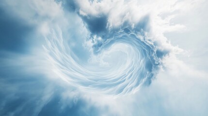 A soft swirling blue cloud gracefully billowing in an ethereal sky, creating a dreamlike and tranquil atmosphere