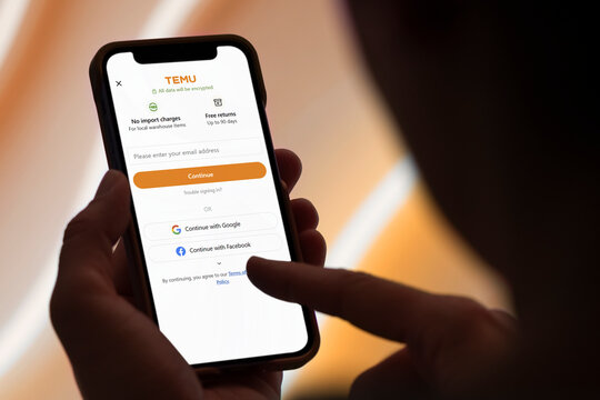 Guilherand-Granges, France - May 26, 2025. Temu, global online marketplace by PDD Holdings, offers low-cost fashion, home, beauty, and gadgets shipped direct from suppliers.
