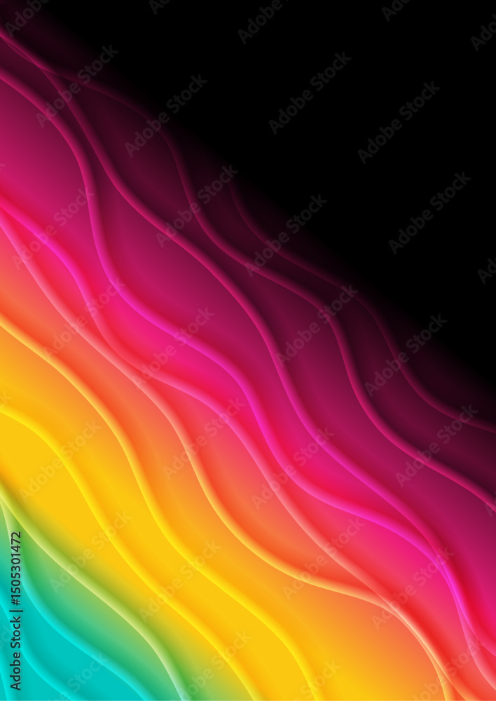 Poster Colorful neon smooth wavy pattern abstract elegant flyer design. Vector graphic background