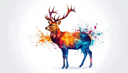 Colorful Geometric Deer Design.