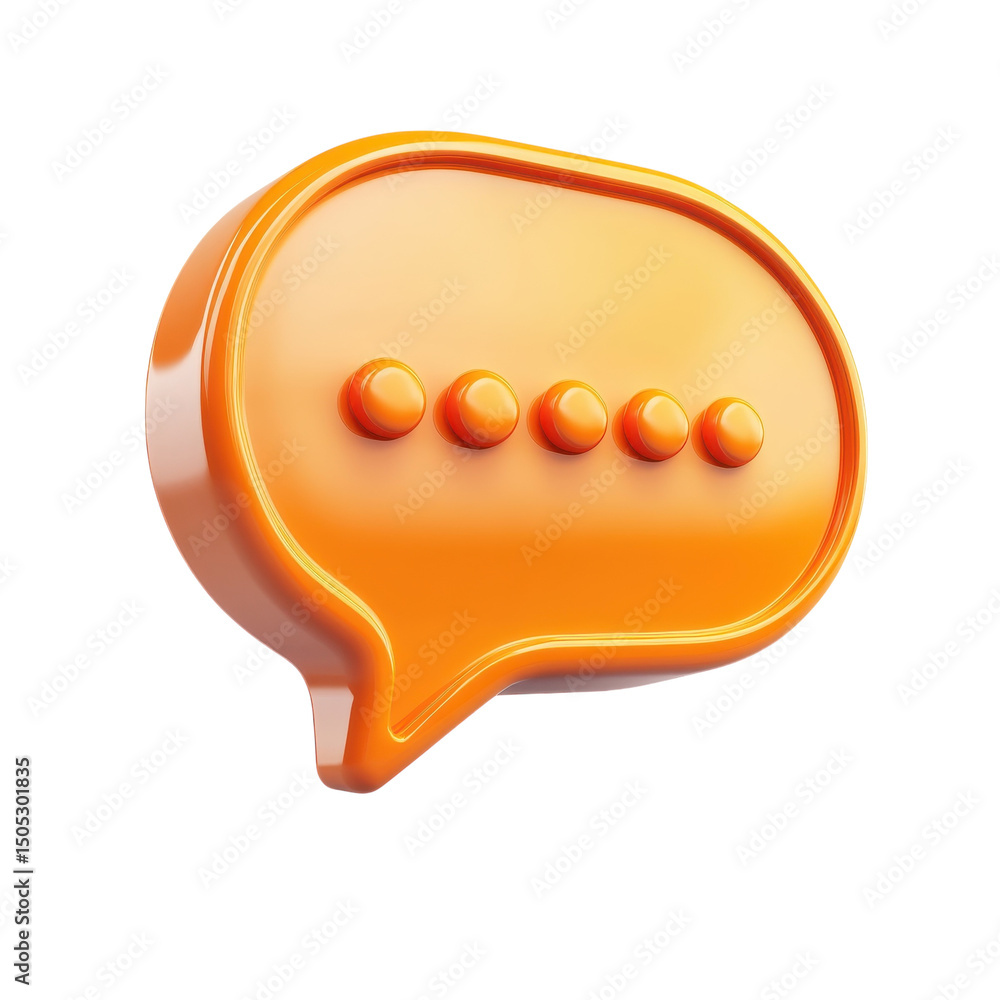 Poster an engaging orange speech bubble hinting at a pending conversation with a on transparent background