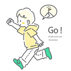 目標へ向かって走る子供たち　シンプルでお洒落な線画イラスト
