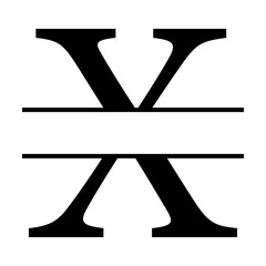 Letter x monogram svg cut file. Isolated vector illustration.