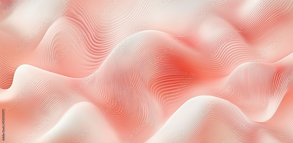 Poster elegant peach fuzz abstract background with flowing lines and curves, featuring soft gradient patter