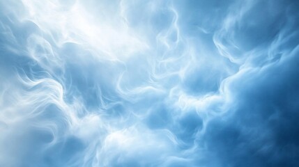 A soft ethereal blue cloudscape with dynamic swirling patterns and light highlights