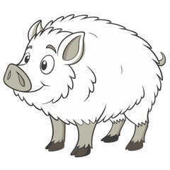 Obraz premium Detailed full-body vector of a Mongolic pig with dense, sheep-like fur on a clean white background. Perfect for wildlife, farm, and animal design projects.