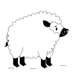 Obraz premium Detailed full-body vector of a Mongolic pig with dense, sheep-like fur on a clean white background. Perfect for wildlife, farm, and animal design projects.