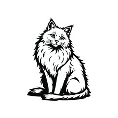 Elegant Long-Haired Cat Illustration