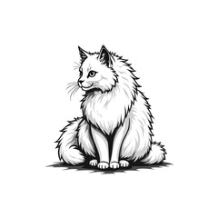 Elegant Long-Haired Cat Illustration