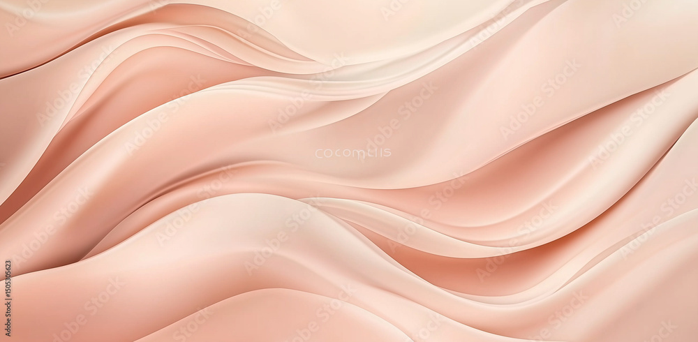 Poster elegant peach fuzz abstract background with flowing lines and curves, featuring soft gradient patter