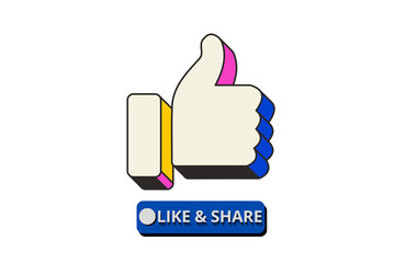 icon like and share on white background