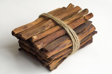 Stack of cinnamon sticks tied with twine
