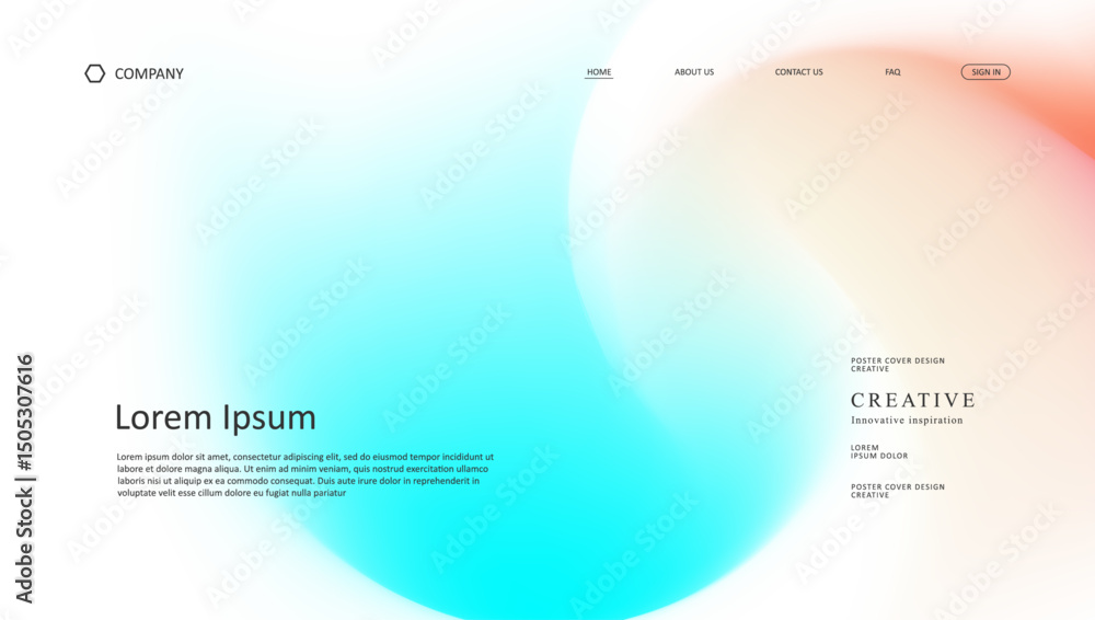 Poster abstract wave futuristic design of landing page. retro gradient mesh dark concept website design