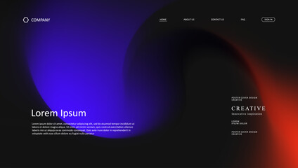Abstract wave futuristic design of landing page. retro gradient mesh dark concept website design © Resa
