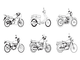 Hand drawn motorcycle line art illustration design
