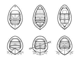 Hand drawn paddleboat line art for creative projects