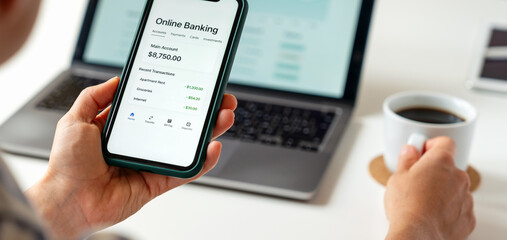 Person using Online Banking mobile app