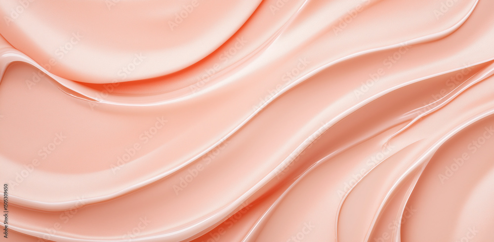 Poster elegant peach fuzz abstract background with flowing lines and curves, featuring soft gradient patter