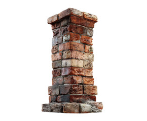 Naklejka premium Rustic brick column for outdoor landscaping and garden design on a transparent background, cut out