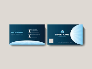 Modern Business Card Design for Professionals, Elegant and modern business card design with blue gradient and waves