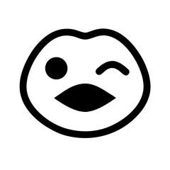 Fototapeta premium Winking Smiley Face Emoticon Vector Pictogram