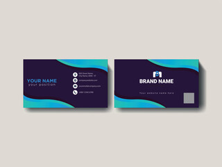 Modern Business Card Design for Professionals, Elegant and modern business card design with blue gradient and waves
