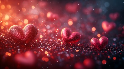 Romantic glittering red hearts celebrating love and affection ideal for valentines day occasion