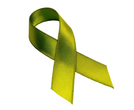 Green awareness ribbon for mental health support initiatives on a transparent background, cut out