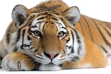 Fototapeta premium Close-up of tiger isolated on transparent background.