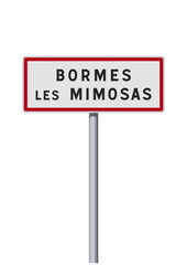 Panneau d'entrée de la ville de Bormes les Mimosas (Var) en vectoriel