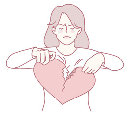 An artistic depiction showing a woman in deep heartbreak, symbolizing her emotional pain and struggle with loss