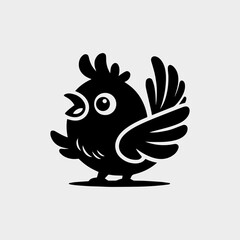 Adorable cartoon bird vector icon with cheerful singing face and clean modern style  