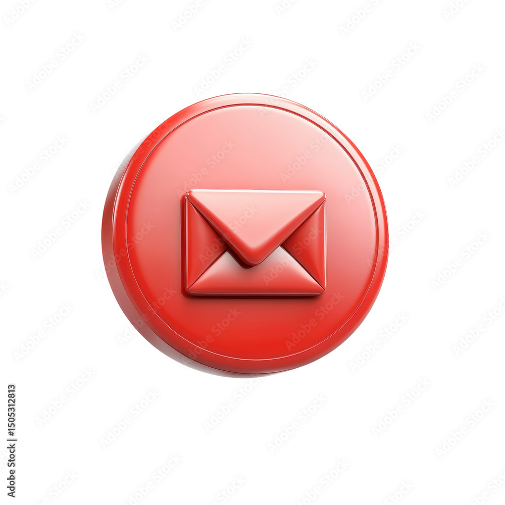 Aufkleber urgent unread message alert a glossy red email icon signaling critical on transparent background