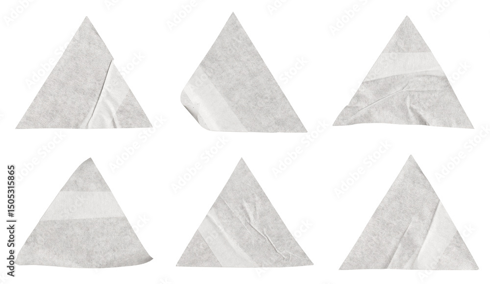 Poster Set of Triangle sign with white paper stickers, Copy space for text preview tags labels elements design, isolated on white background, png