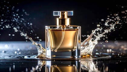 Perfume splash with dark background.