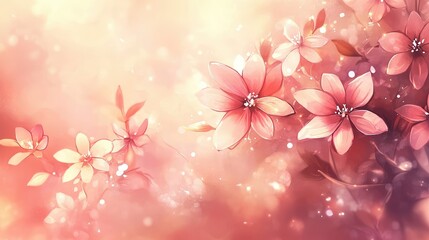 Fototapeta premium Bright pink gradient background blending into soft peach with a subtle glow