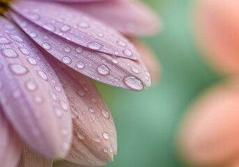 Close-Up of Pink Flower Petals with Water Droplets in Soft Focus