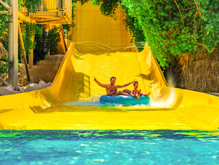 Photo from Hurghada in Egypt of father with son on water slide