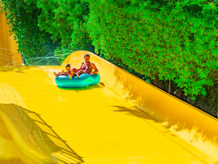 Photo from Hurghada in Egypt of father with son on water slide