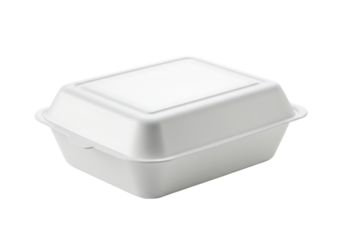 White styrofoam food container Isolated on transparent background surface ready for takeaway meals