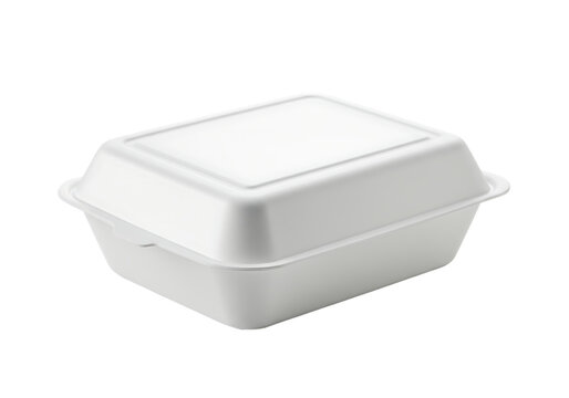 White styrofoam food container Isolated on transparent background surface ready for takeaway meals