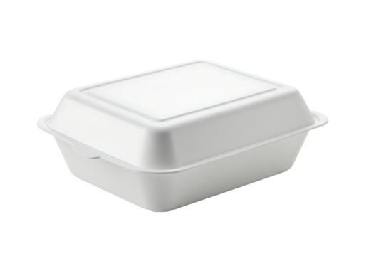 White styrofoam food container Isolated on transparent background surface ready for takeaway meals