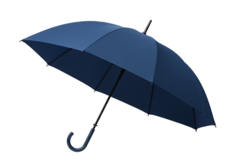 Elegant blue umbrella Isolated on transparent background providing protection from rain and sunlight 